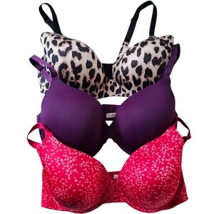Victoria's Secret Leopard, Purple, and Red Bra Set